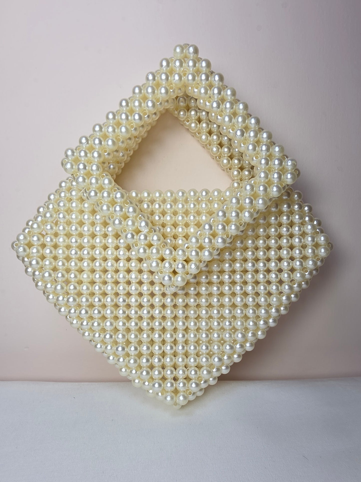 Elegant Pearl Beaded Handbag - Diamond